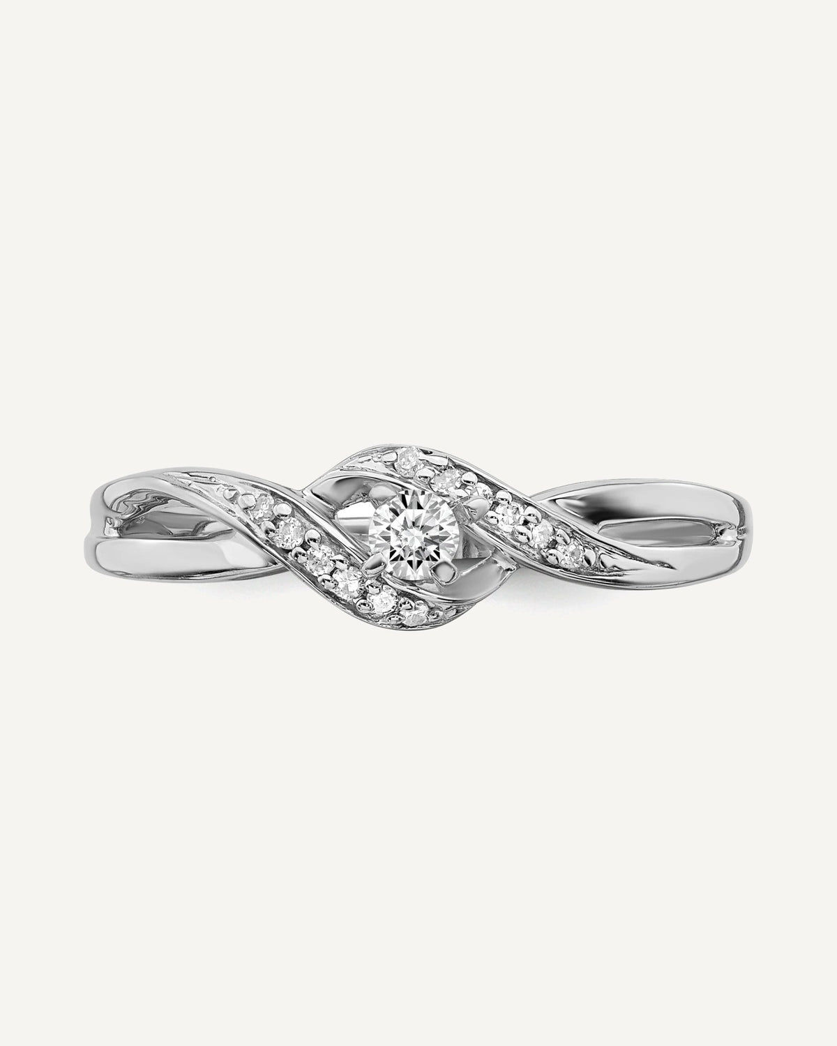 Sterling Silver Rhodium Plated Diamond Promise Ring – View 5