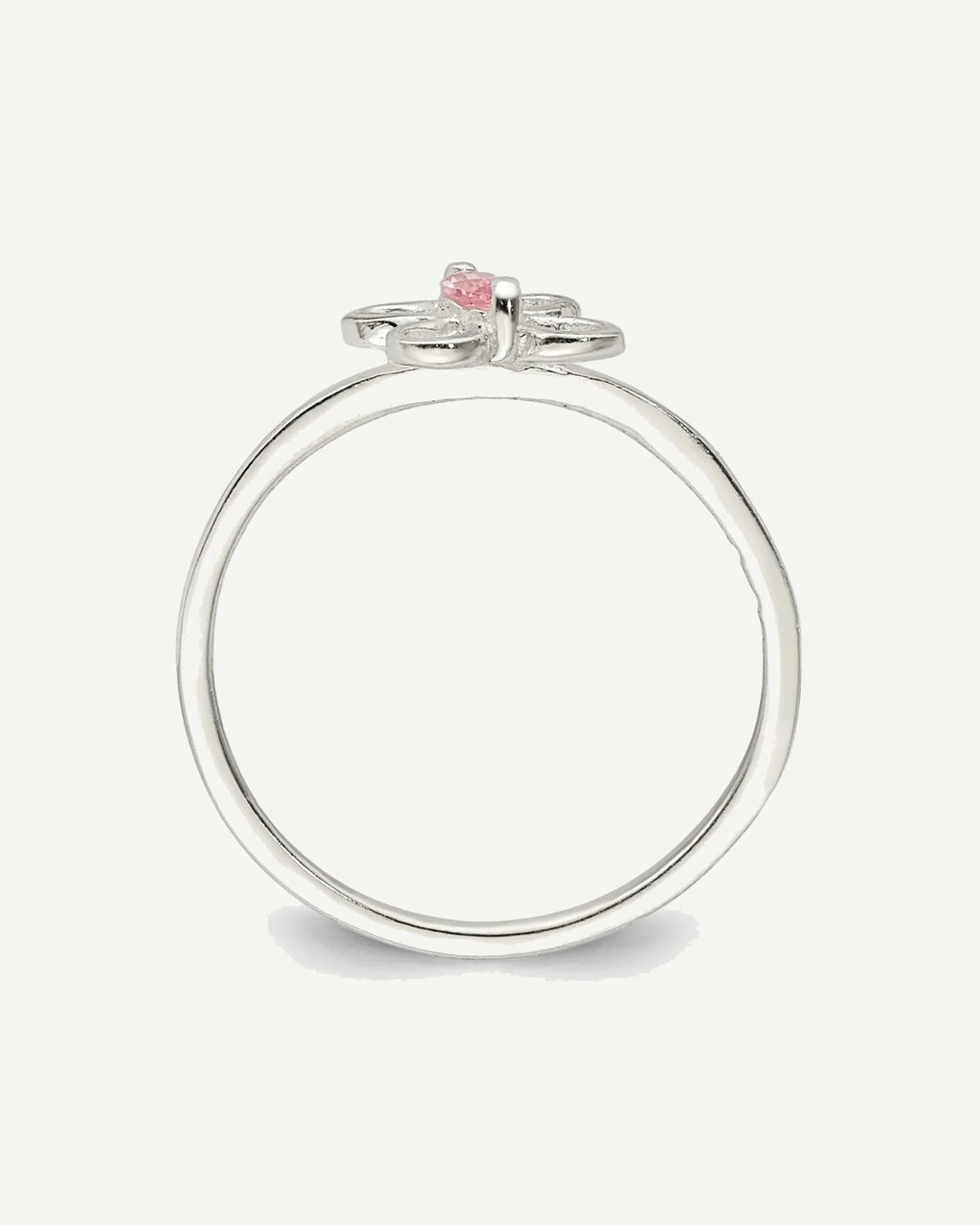 Sterling Silver Polished Pink CZ Butterfly Size 3 Ring – View 2