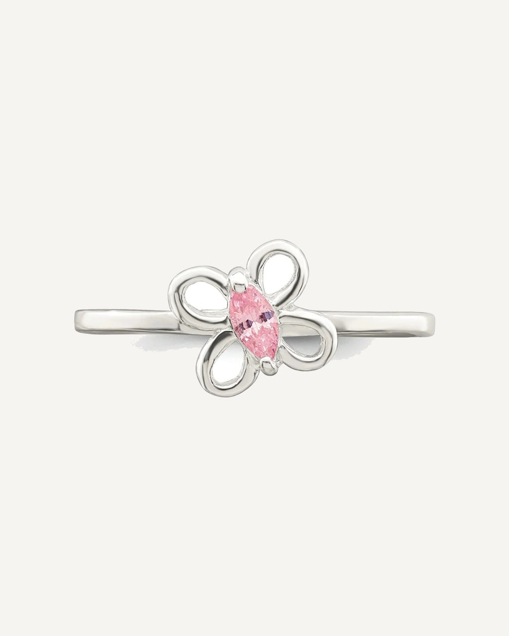 Sterling Silver Polished Pink CZ Butterfly Size 3 Ring – View 5