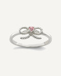 Sterling Silver Polished and Twisted Pink CZ Bow Size 4 Ring – View 1