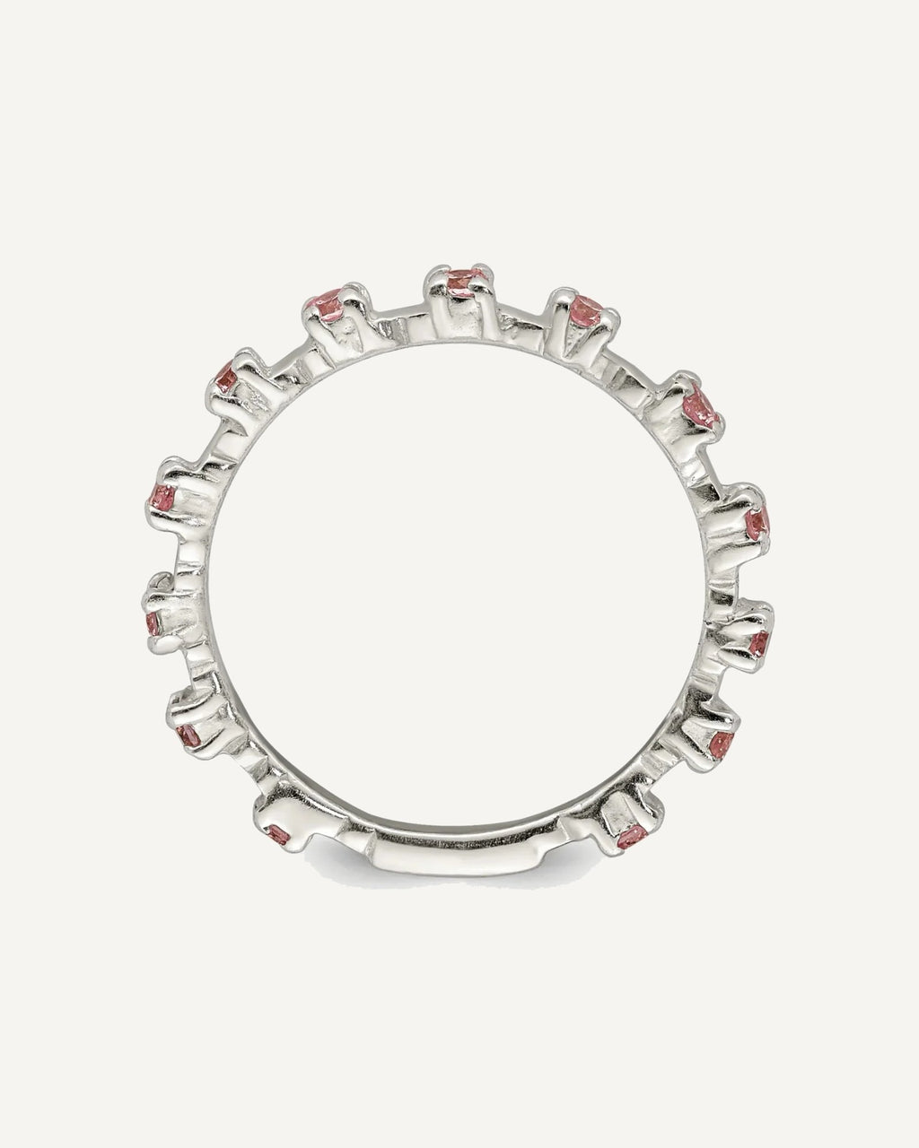 Sterling Silver Polished Pink CZ Size 3 Ring – View 2