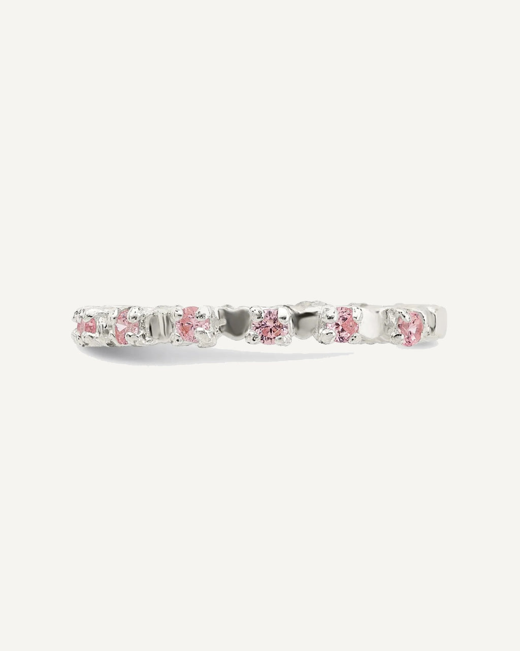 Sterling Silver Polished Pink CZ Size 3 Ring – View 3