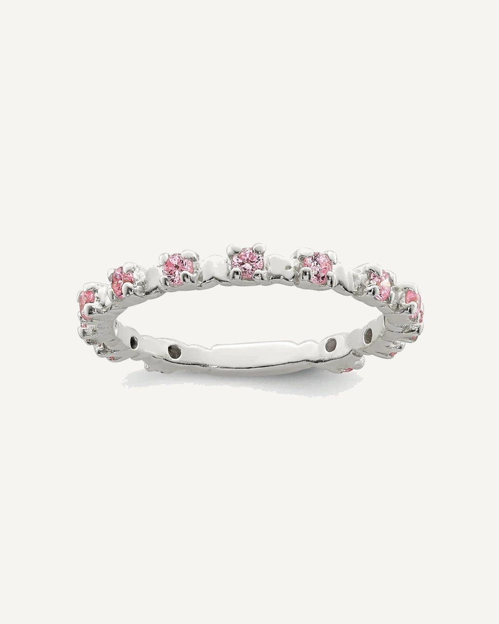 Sterling Silver Polished Pink CZ Size 3 Ring – View 1