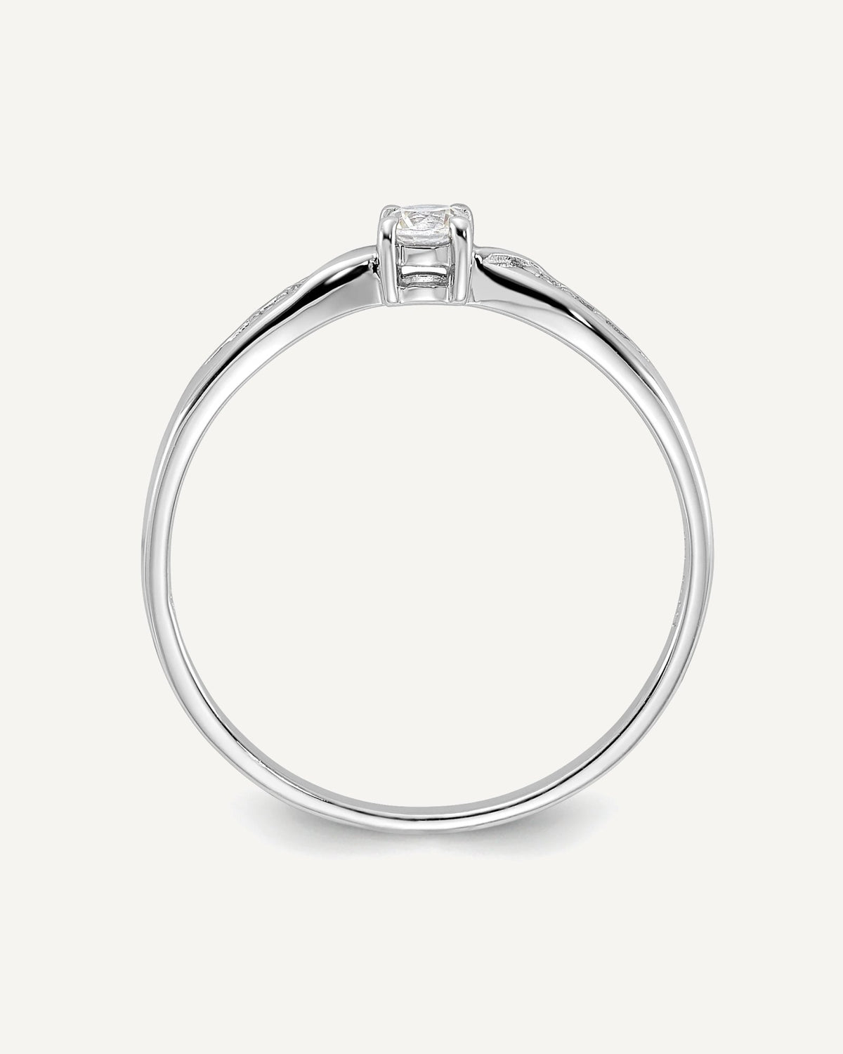 Sterling Silver Rhodium-plated Polished and CZ Ring – View 2