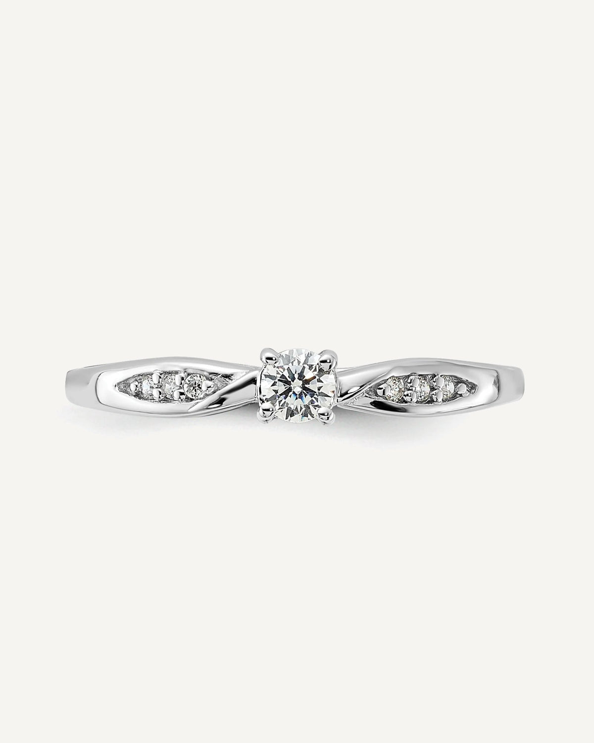 Sterling Silver Rhodium-plated Polished and CZ Ring – View 5
