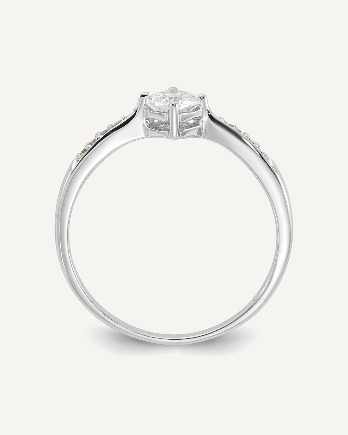 Sterling Silver Rhodium-plated Polished and Square Shaped CZ Ring – View 2