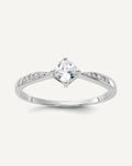 Sterling Silver Rhodium-plated Polished and Square Shaped CZ Ring – View 1
