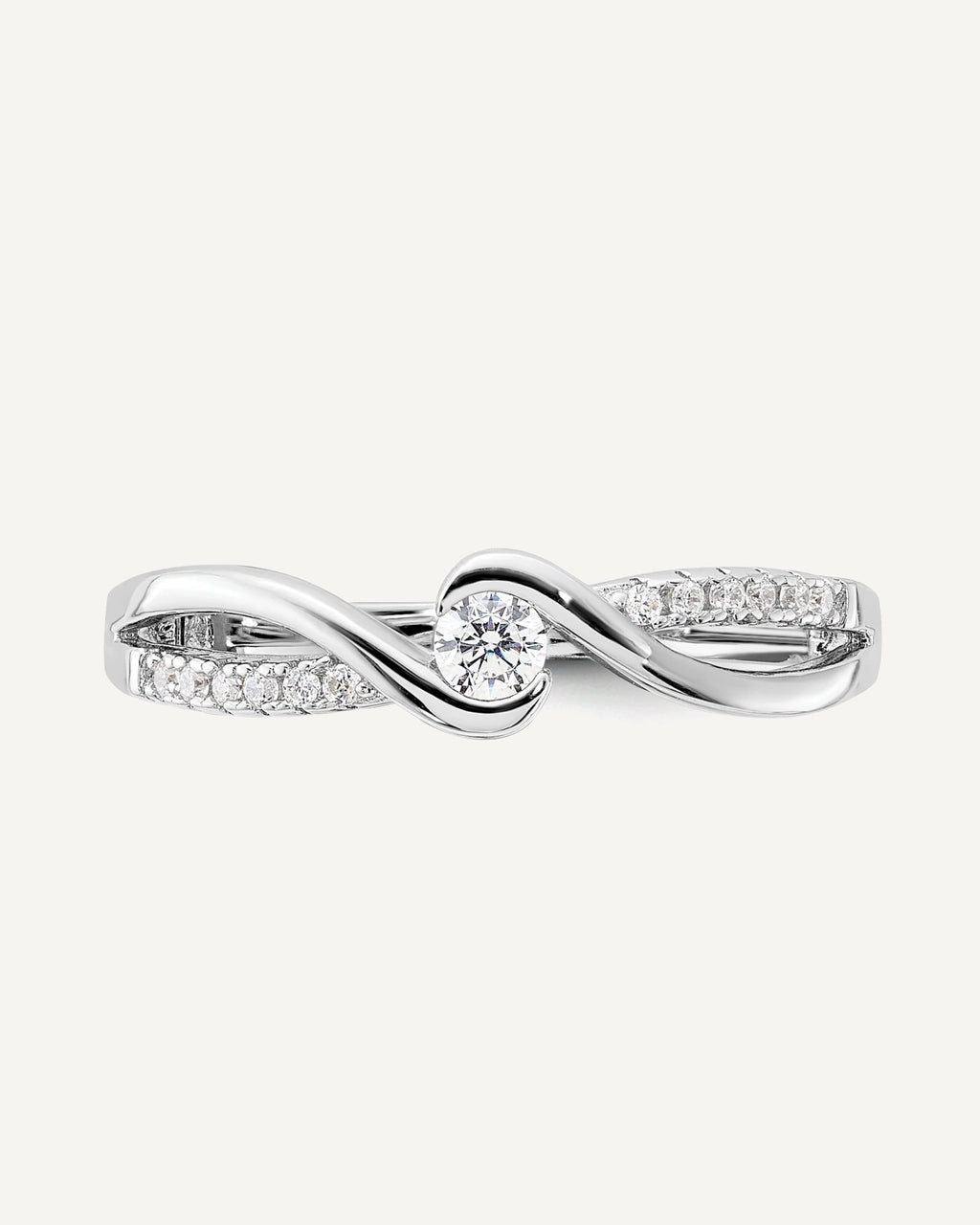 Sterling Silver Rhodium-plated and CZ Ring – View 5