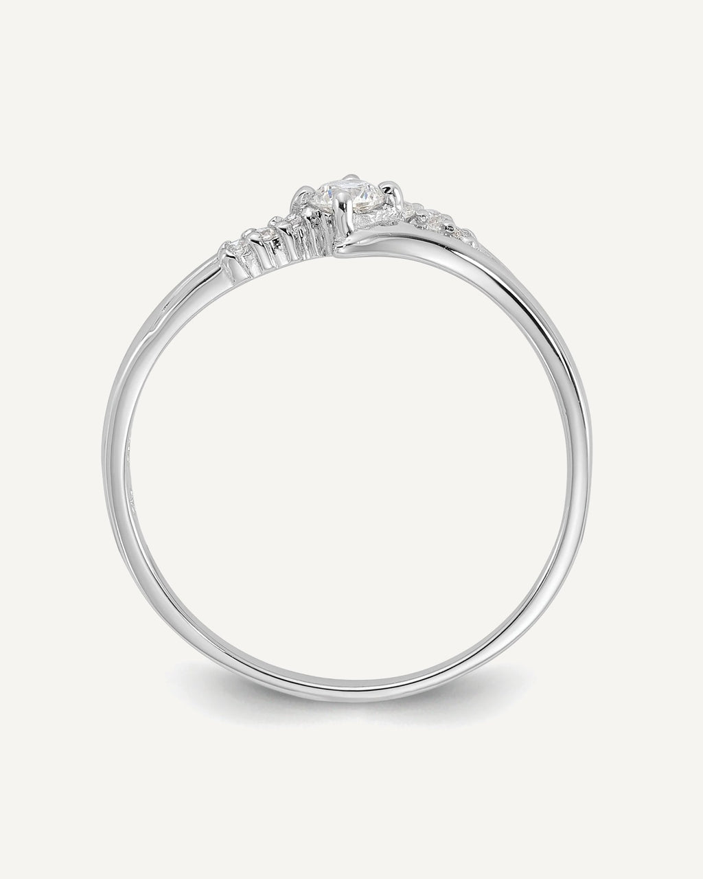 Sterling Silver Rhodium-plated and CZ Ring – View 2