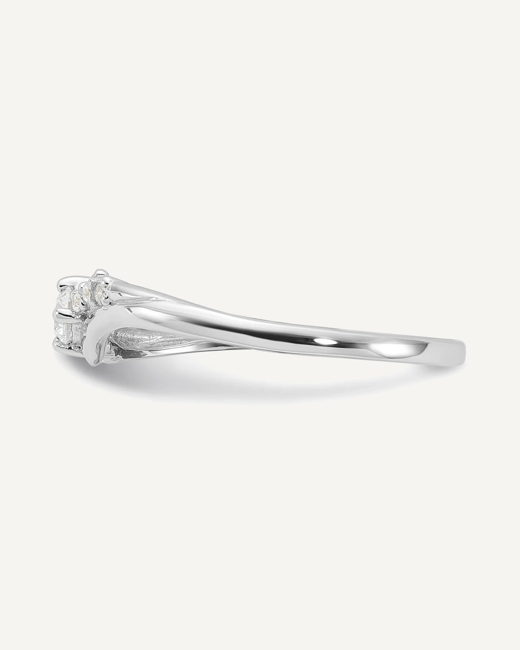 Sterling Silver Rhodium-plated and CZ Ring – View 3