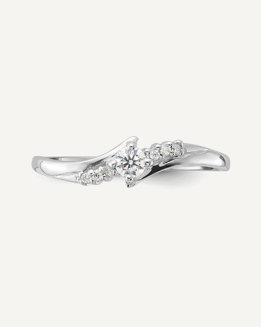 Sterling Silver Rhodium-plated and CZ Ring – View 5