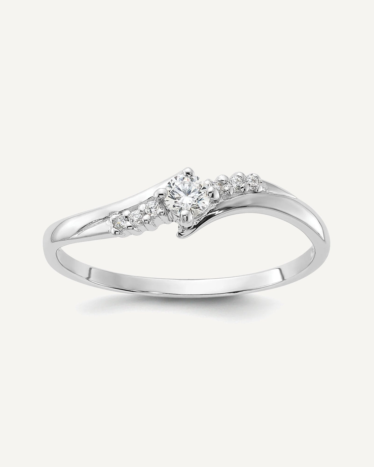 Sterling Silver Rhodium-plated and CZ Ring – View 1