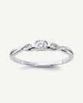 Sterling Silver Rhodium-plated and CZ Ring – View 1