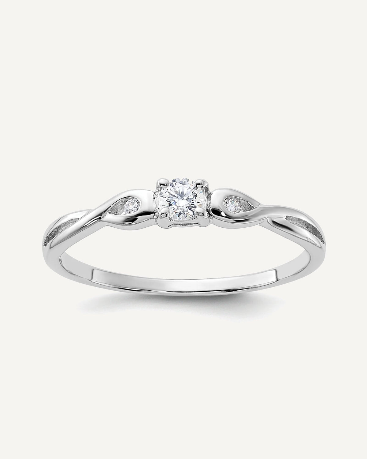 Sterling Silver Rhodium-plated and CZ Ring – View 1