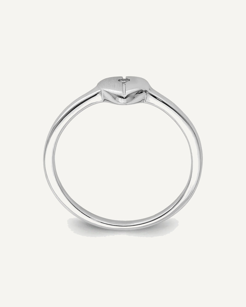Sterling Silver Polished and Satin CZ Heart Size 3 Ring – View 2