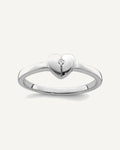 Sterling Silver Polished and Satin CZ Heart Size 3 Ring – View 1