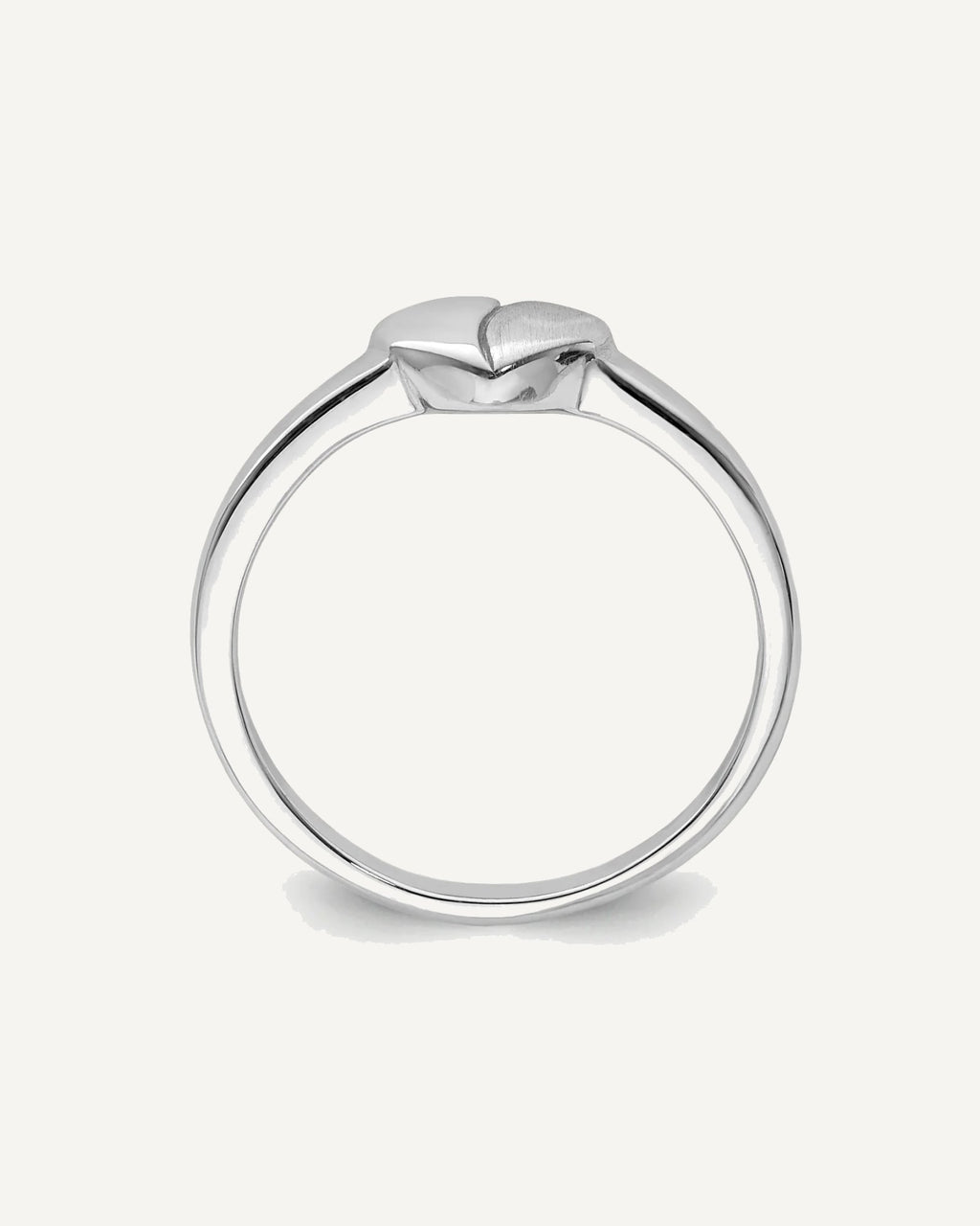 Sterling Silver RH-plated Polished and Satin Heart Size 3 Ring – View 2