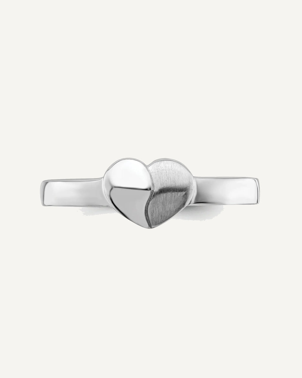 Sterling Silver RH-plated Polished and Satin Heart Size 3 Ring – View 5