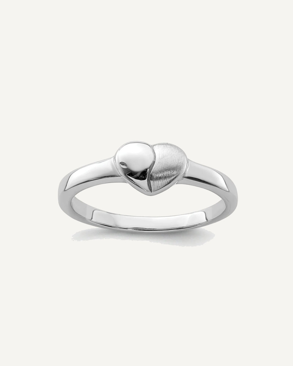 Sterling Silver RH-plated Polished and Satin Heart Size 3 Ring – View 1
