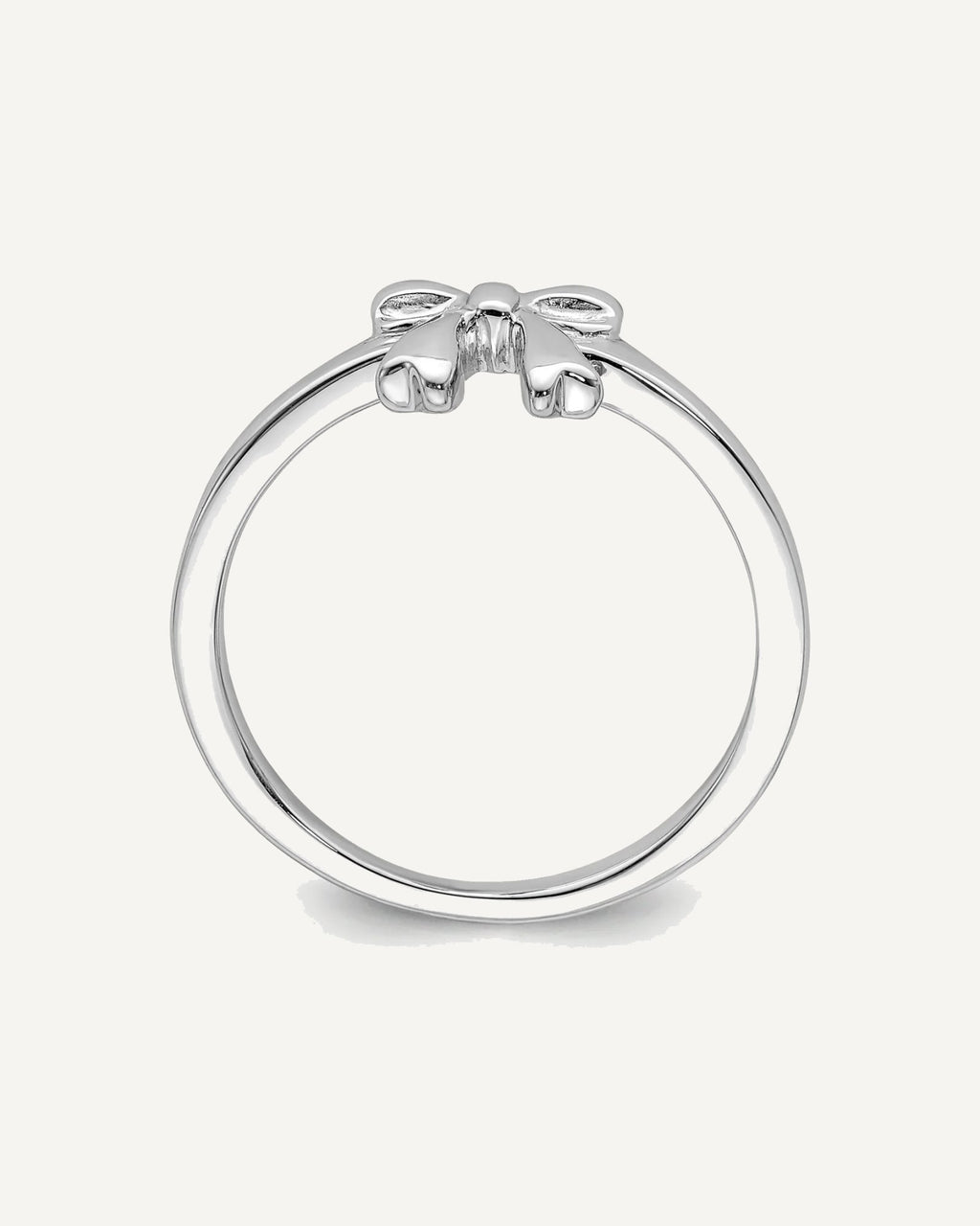 Sterling Silver Rhodium-plated Polished Bow Size 3 Ring – View 2