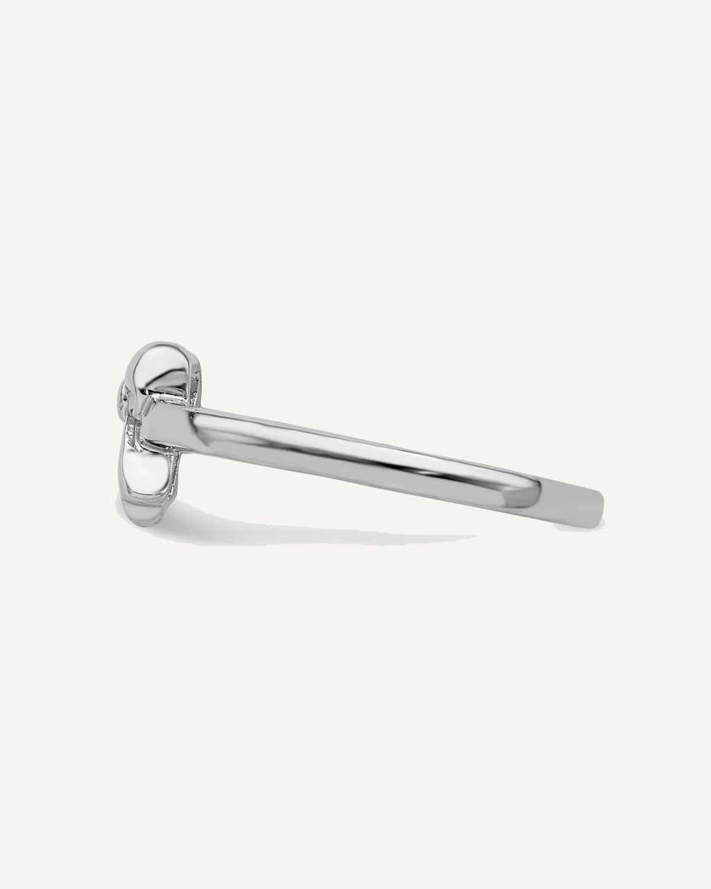 Sterling Silver Rhodium-plated Polished Bow Size 3 Ring – View 3