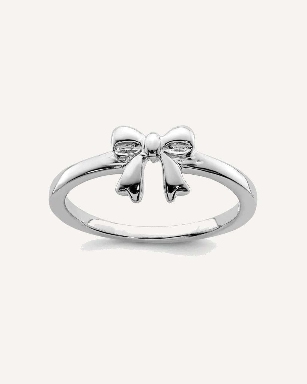 Sterling Silver Rhodium-plated Polished Bow Size 3 Ring – View 1