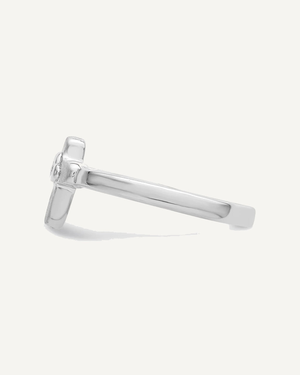 Sterling Silver Rhodium-plated Polished and Satin CZ Cross Size 4 Ring – View 3