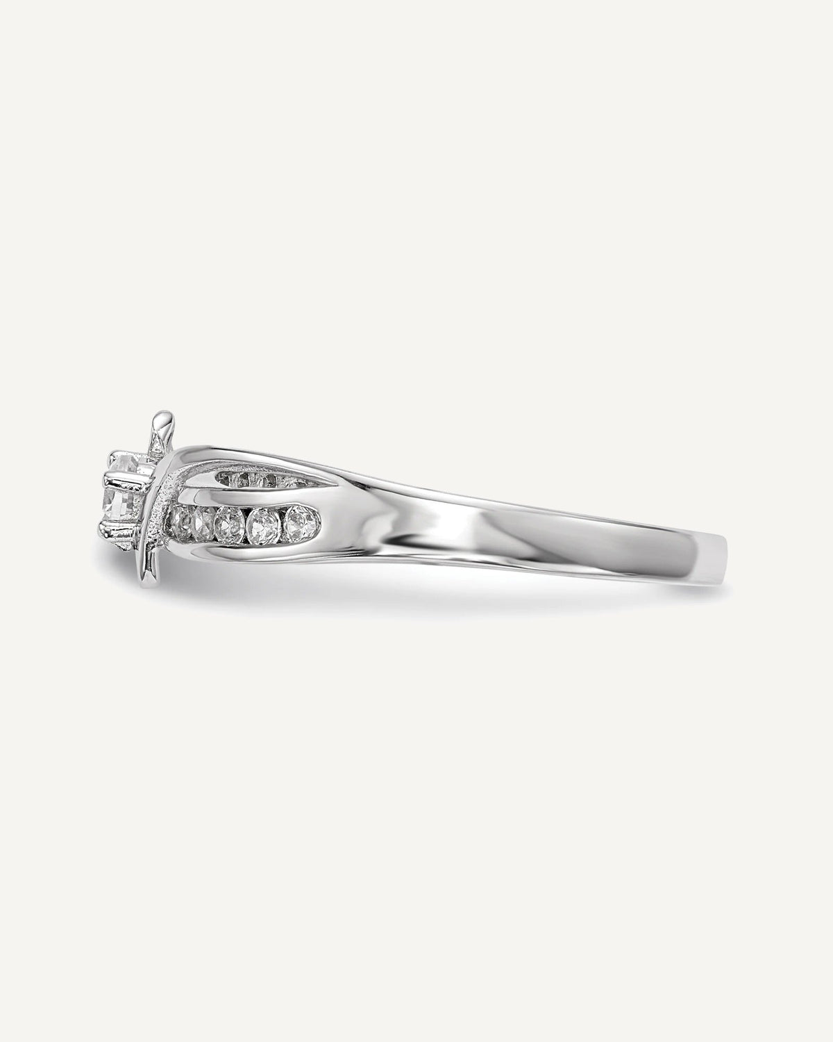 Sterling Silver Rhodium-plated CZ Ring – View 3
