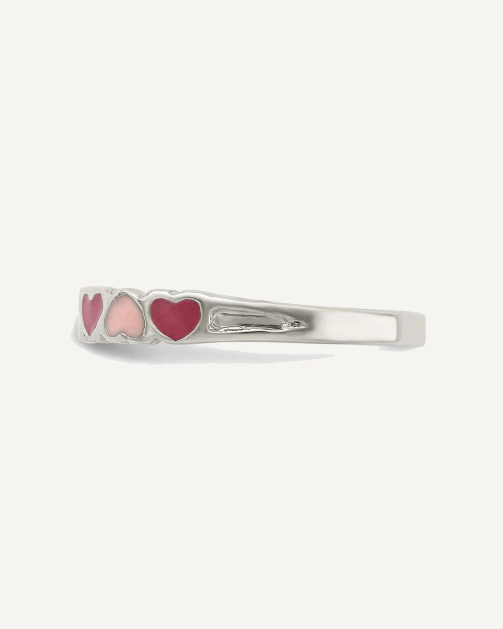 Sterling Silver Rhodium-plated Children's Enameled Hearts Ring – View 3