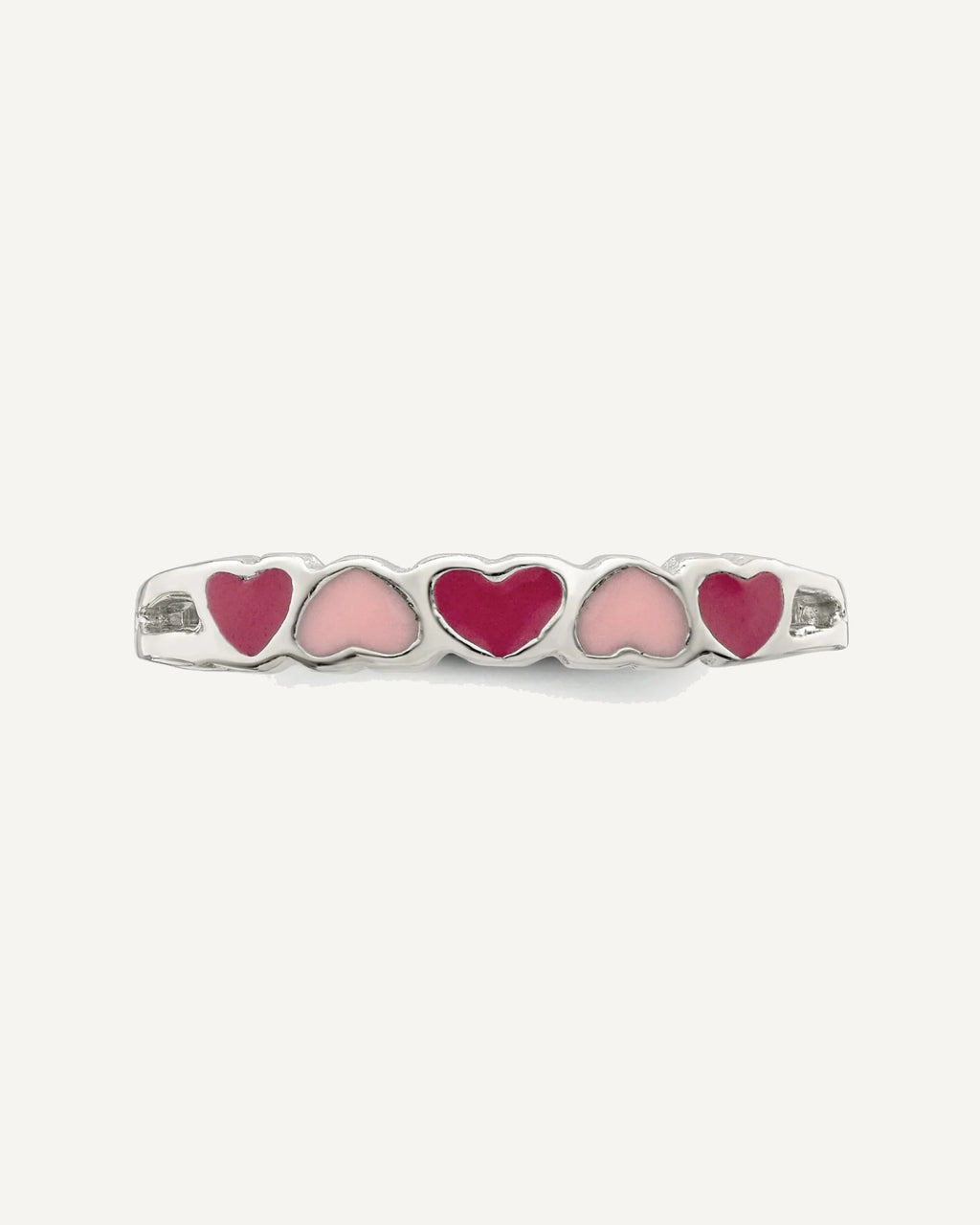 Sterling Silver Rhodium-plated Children's Enameled Hearts Ring – View 4