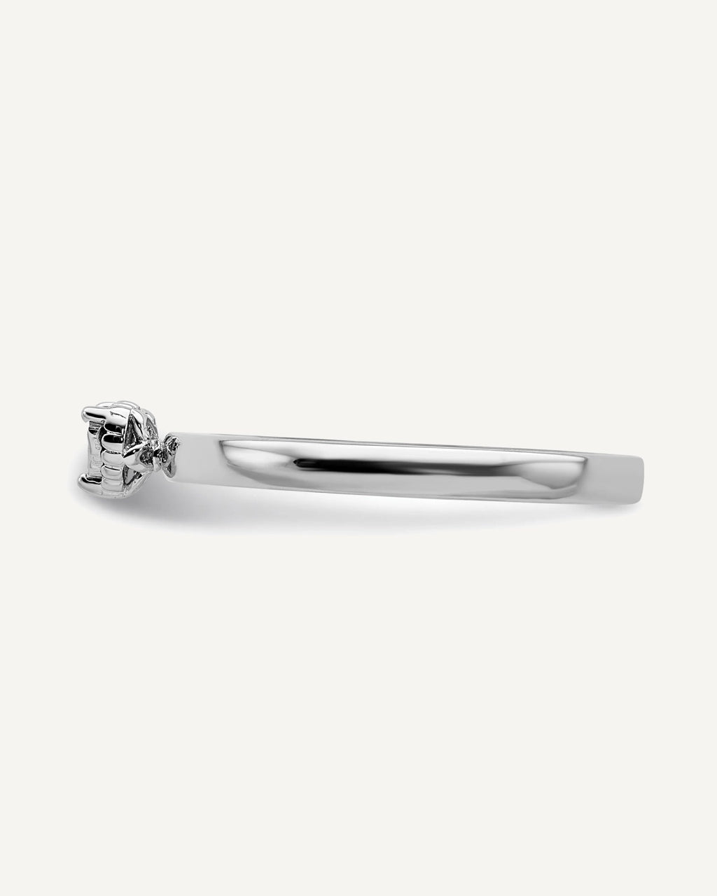 Sterling Silver Rhodium Plated Polished Diamond Heart Shape Ring – View 3