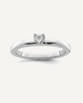 Sterling Silver Rhodium Plated Polished Diamond Heart Shape Ring – View 1