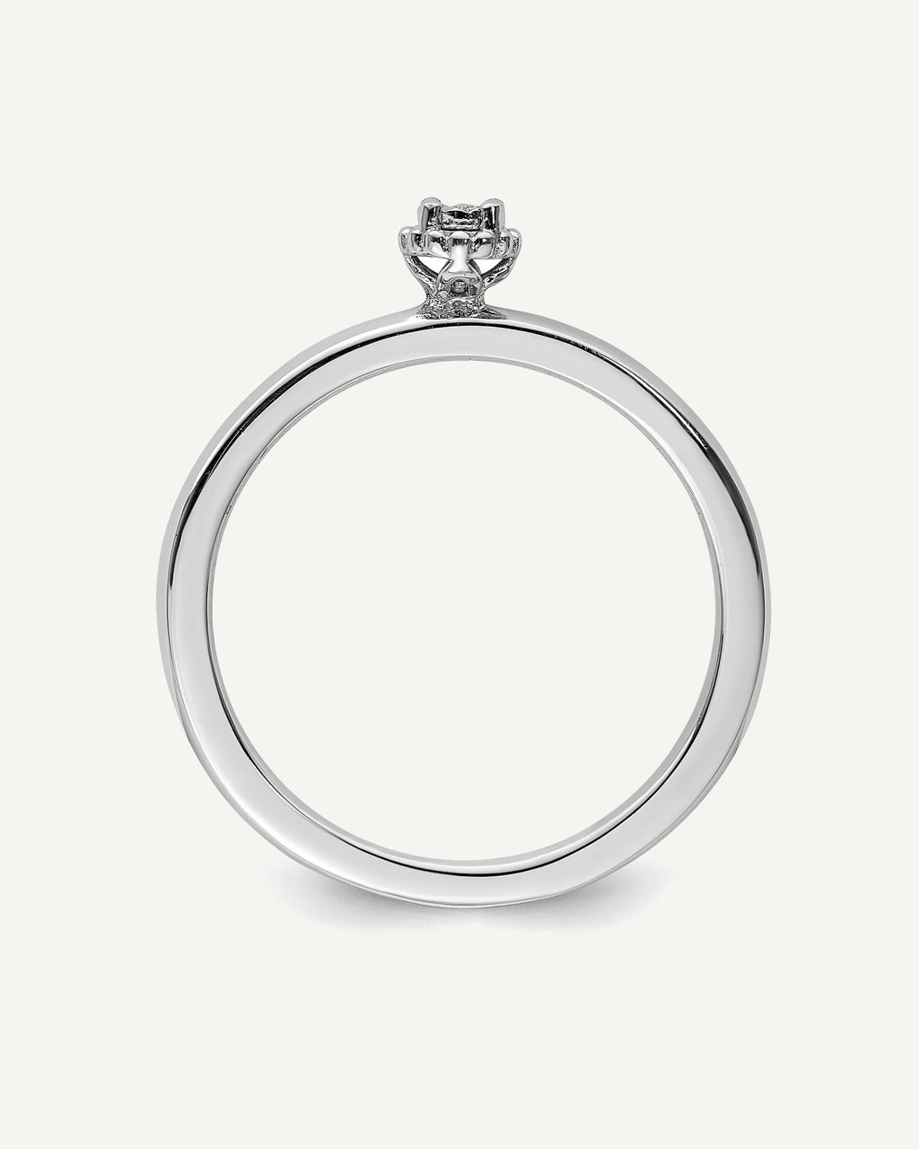 Sterling Silver Rhodium Plated Polished Diamond Ring – View 2