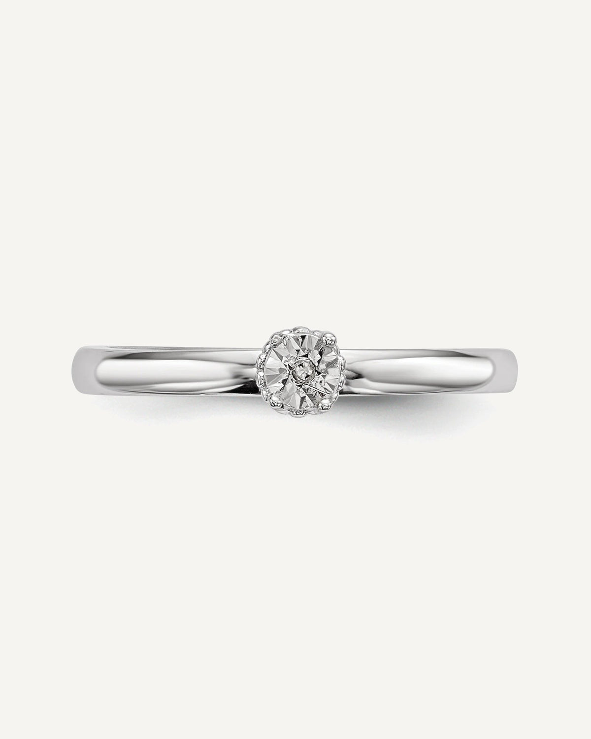 Sterling Silver Rhodium Plated Polished Diamond Ring – View 4