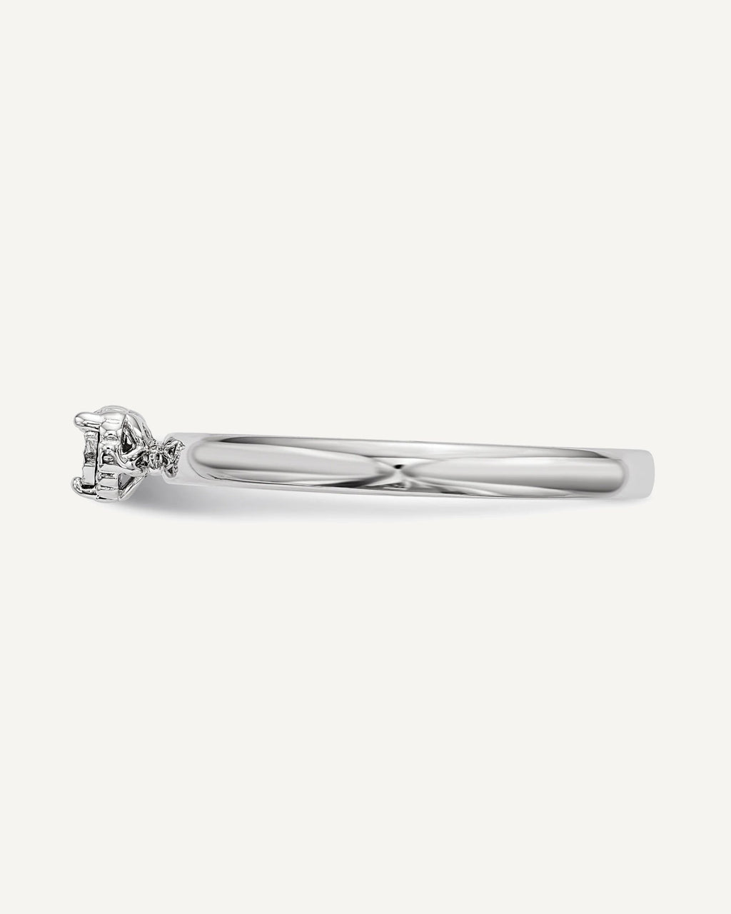 Sterling Silver Rhodium Plated Polished Diamond Square Shape Ring – View 3