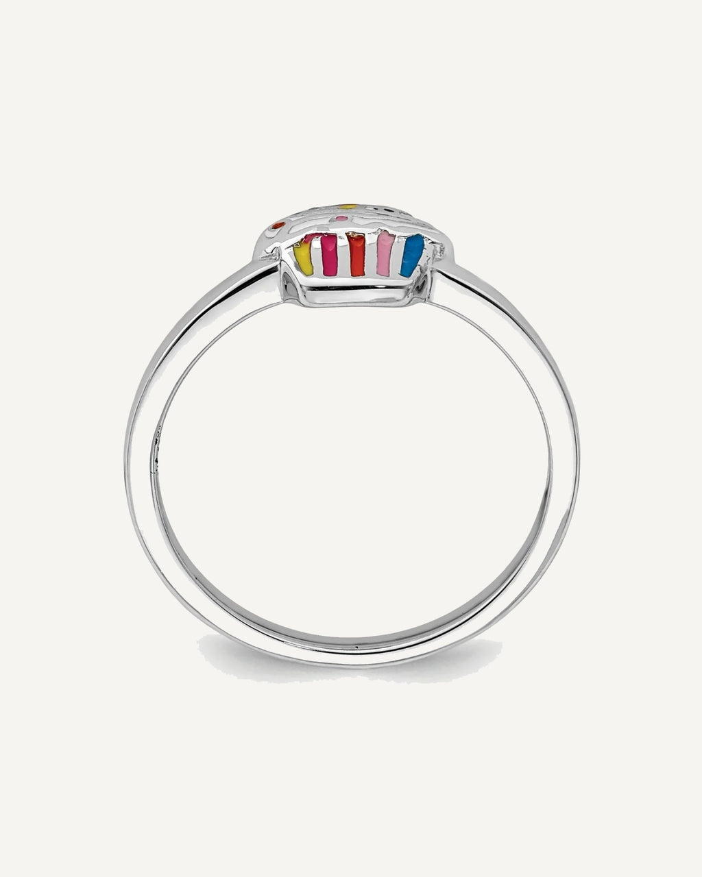 Sterling Silver RH-plated Multi-color Enameled Cupcake Children's Ring – View 2
