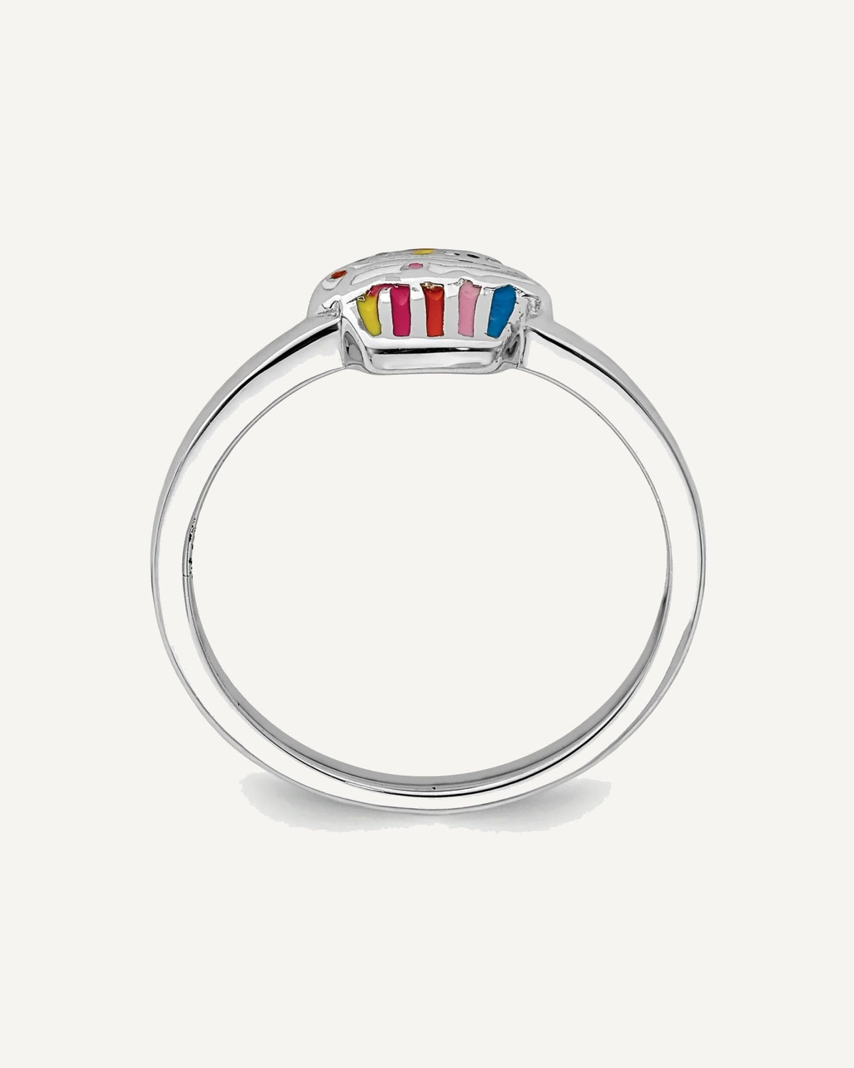 Sterling Silver RH-plated Multi-color Enameled Cupcake Children's Ring – View 2
