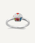 Sterling Silver RH-plated Multi-color Enameled Cupcake Children's Ring – View 1