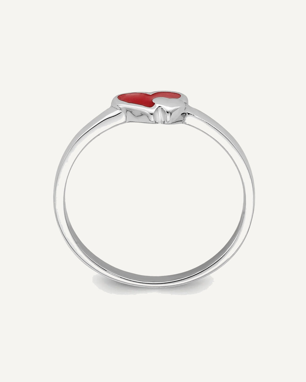 Sterling Silver RH-plated Red Enameled Double Heart Size 4 Ring – View 2