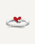 Sterling Silver RH-plated Red Enameled Double Heart Size 4 Ring – View 1