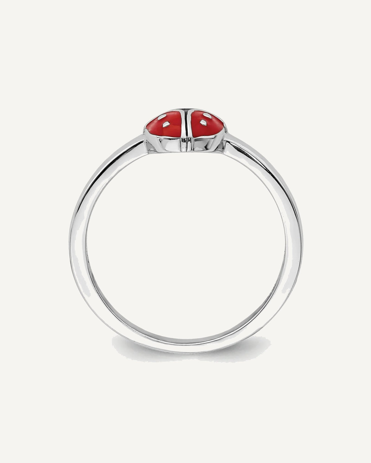Sterling Silver Rhod-plated Polished and Enameled Ladybug Size 4 Ring – View 2