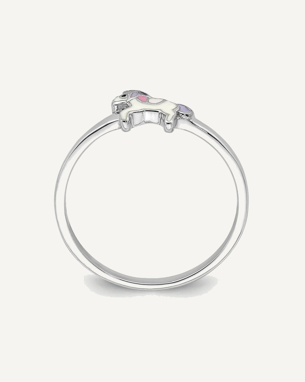 Sterling Silver Rhodium-plated Multi-color Enameled Unicorn Size 4 Ring – View 2