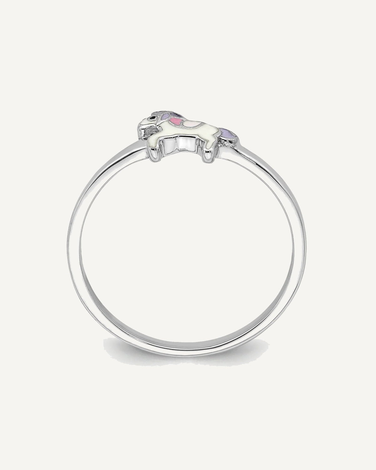 Sterling Silver Rhodium-plated Multi-color Enameled Unicorn Size 4 Ring – View 2