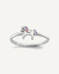 Sterling Silver Rhodium-plated Multi-color Enameled Unicorn Size 4 Ring – View 1