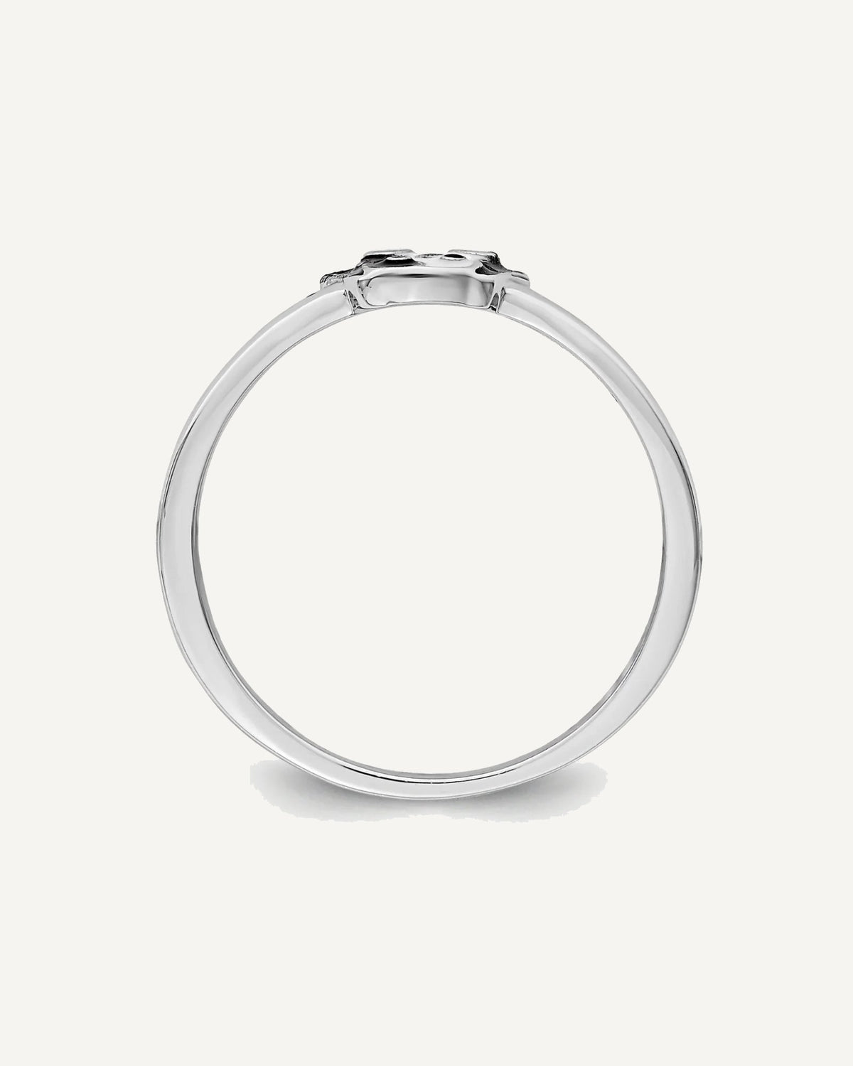 Sterling Silver RH-plated Black/White Enameled Puppy Size 4 Ring – View 2