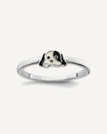 Sterling Silver RH-plated Black/White Enameled Puppy Size 4 Ring – View 1