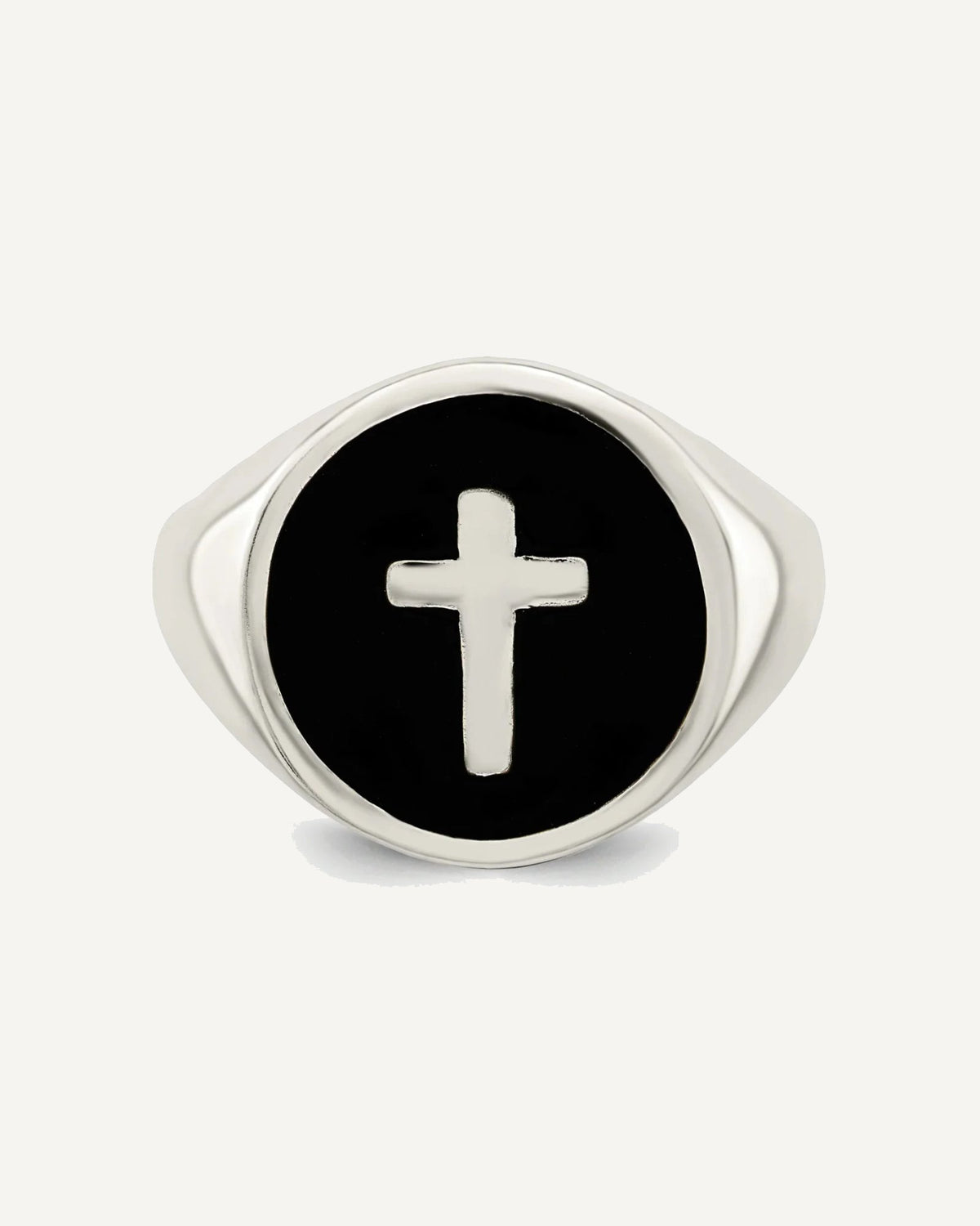 Sterling Silver Rhodium-plated Enameled Cross Ring – View 5