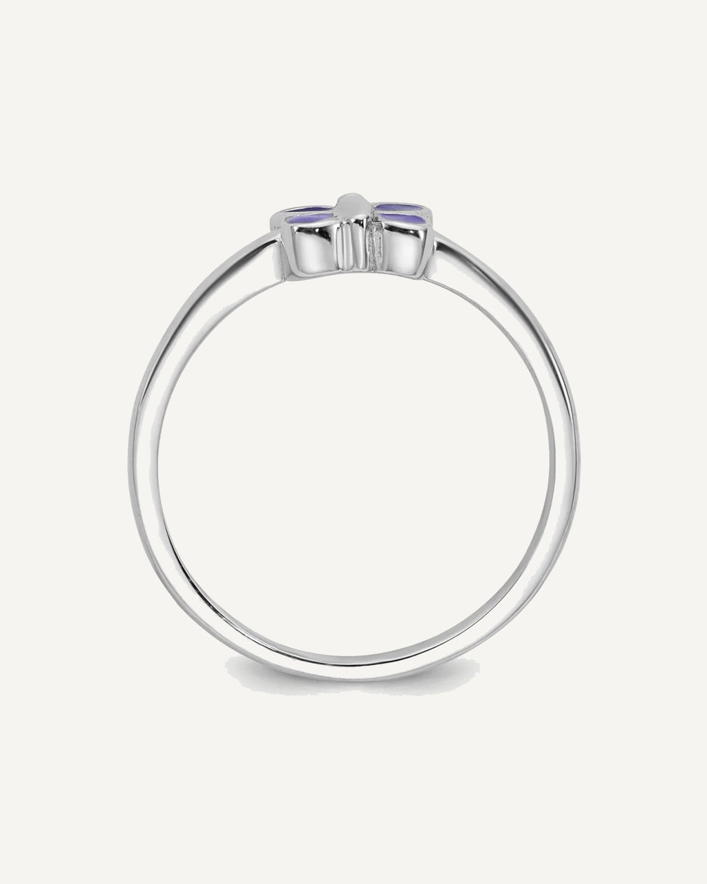 Sterling Silver Rhodium-plated Purple Enamel Butterfly Size 3 Ring – View 2