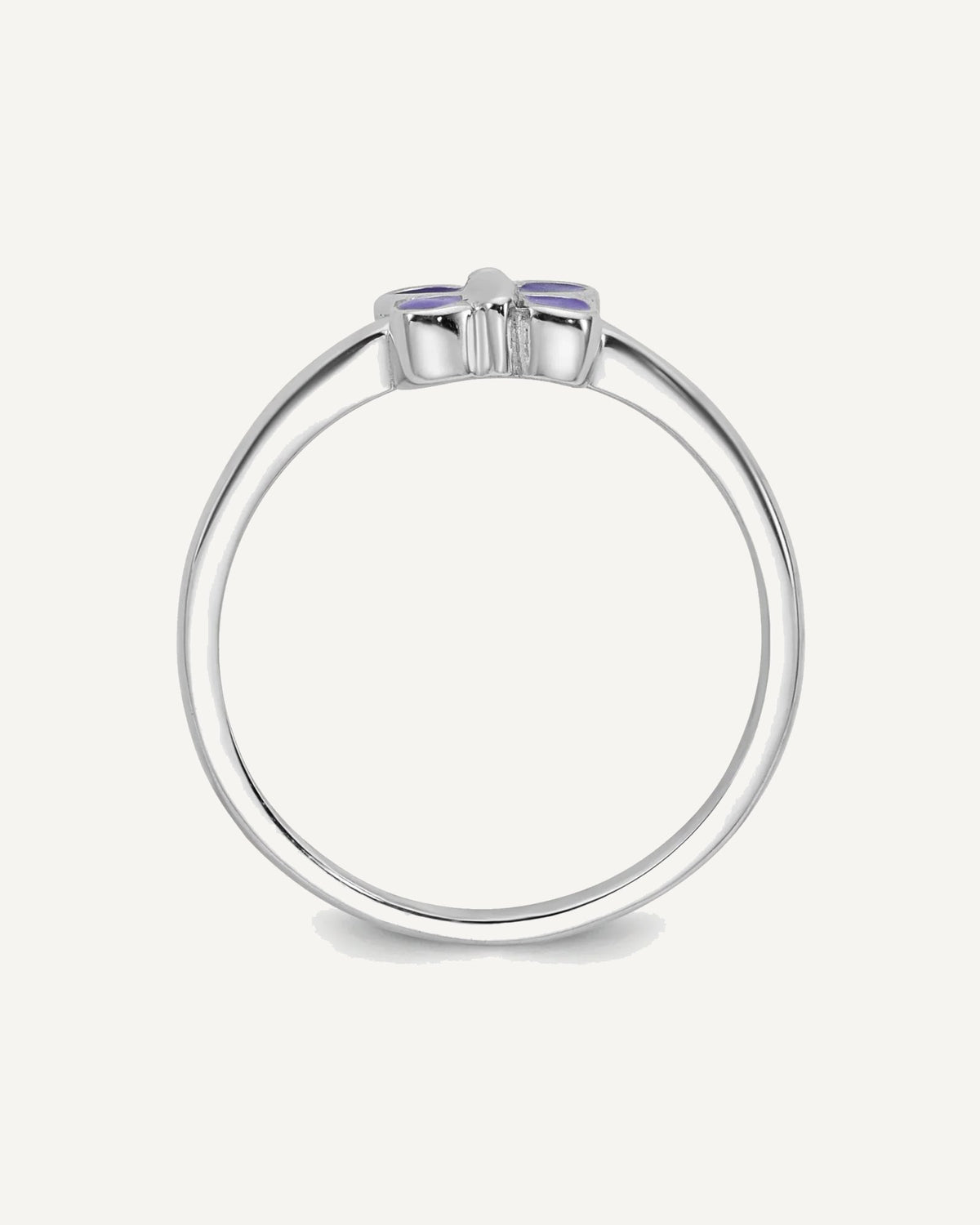 Sterling Silver Rhodium-plated Purple Enamel Butterfly Size 3 Ring – View 2