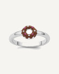Sterling Silver Rhodium-plated Children's Size 3 Brown with Pink and White Enamel Sprinkled Donut Ring – View 1